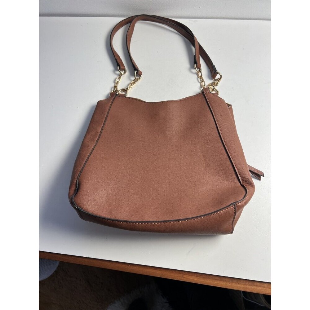 Gold Chain Seven Days 7 Purse Satchel Purse Brown‎ Vegan Leather Roomy Pockets